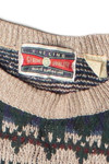 Vintage Fine Line Geometric Stripe Pattern 80s Sweater