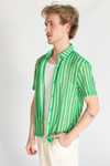 Green Cabana Knit Button Up Shirt