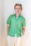 Green Cabana Knit Button Up Shirt