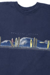 Vintage "Newport Beach" Surfboard Scene Wraparound Print T-Shirt