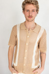 Crochet Bowling Style Button Up Shirt