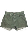 Vintage Levi's 550 Orange Tabs Green Cut Off Denim Shorts