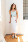 White Button Front Maxi Skirt