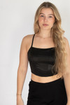 Satin Lace Up Back Crop Top