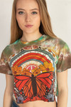 Tie Dye Positive Vibes Butterfly Crop Tee