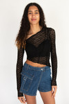 Long Sleeve Asymmetrical Lace Top