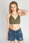 Striped Tie Back Halter  Crop Top