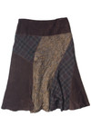 Corduroy Plaid Tapestry Patchwork Circle Skirt (2000s)