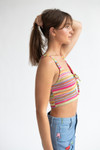 Crochet Stripe Bow Front Tank Top