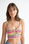 Crochet Stripe Bow Front Tank Top