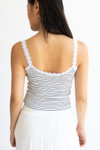 Striped Lace Trim Bow Tank