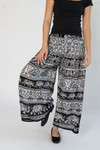 Border Print Wide Leg Pants