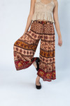 Border Print Wide Leg Pants