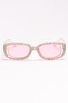Rhinestone Rectangle Frame Sunglasses