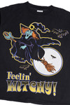 Vintage "Feelin' Witchy!" Halloween Witch On Broomstick T-Shirt