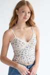 Lace Trim Bow Mesh Tank Top