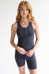 Waffle Knit Seamless Henley Tank