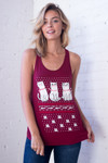 Red Fair Isle Cat Graphic Tank