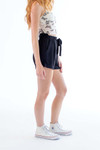 Black Paperbag Waist Shorts