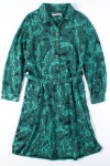Jade Green Patterned Vintage Dress