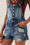 Medium Wash Overall Shorts