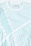Mint Stripe Studded Mid-Sleeve Pullover