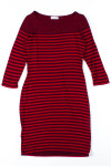 Red Striped Elbow Sleeve Dress