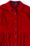 Red Button-Up Corduroy Dress