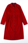 Red Button-Up Corduroy Dress