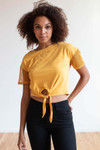 Gold Mesh Sleeve Tie Waist Tee