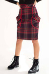 Red Wool Plaid Skirt