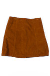 Brown Corduroy Snap Front Miniskirt