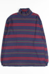 Navy & Burgundy Striped Turtleneck