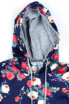 Navy Floral Polyester Hoodie