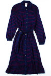 Navy Striped Button Up Dress