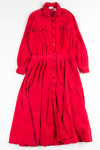 Red Corduroy Shirt Dress