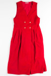 Red Corduroy Button Front Dress