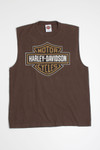 Brown Sleeveless Harley Davidson Tee