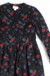 Floral Button Front Long Sleeve Corduroy Dress 1