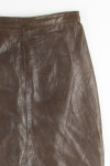 Brown Leather Pencil Midi Skirt
