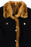 Black Fur Lined Corduroy Coat