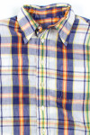 Navy & Orange Plaid Button Up Shirt