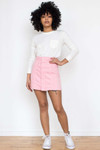 Pastel Blush Corduroy Button Front Skirt