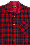 Red Plaid Wool Button Up Shirt