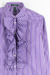 Purple Striped Ruffle Button Up Shirt