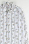 Ornamental Striped Butterfly Collar Button Up Shirt