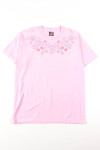 Pink Beaded Floral T-Shirt