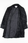 Black Textured Faux Fur Coat