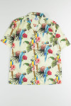 Lime Hibiscus Parrot Hawaiian Shirt