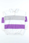 Purple Striped Polo Sweatshirt